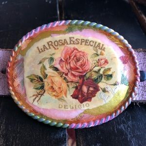 CUSTOM MADE PINK LEATHER BELT